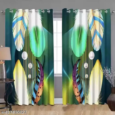 FDV 214 cm (7 ft) Door Polyester Room Darkening Curtain Single Curtain(Multicolor, Printed)