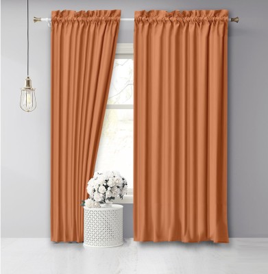 Vargottam 243.84 cm (8 ft) Cotton Room Darkening Long Door Curtain (Pack Of 2)(Solid, Peach)
