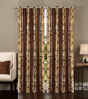 Radees Creations 274 cm (9 ft) Polyester Long Door Curtain (Pack Of 2)(Abstract, Brown)