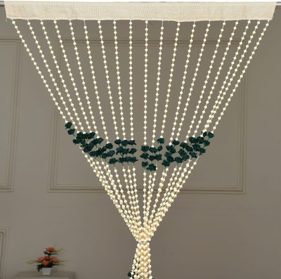 MK Creative Store 213.36 cm (7 ft) Door Velvet, Cotton, PVC Semi Transparent Curtain Single Curtain(Green, Self Design)