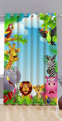 vjk fab 213 cm (7 ft) Door Polyester Room Darkening Curtain Single Curtain(Multicolor, Cartoon, Animal)