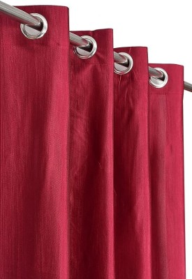 tiyos 155 cm (5 ft) Polyester Semi Transparent Window Curtain (Pack Of 2)(Solid, Maroon)