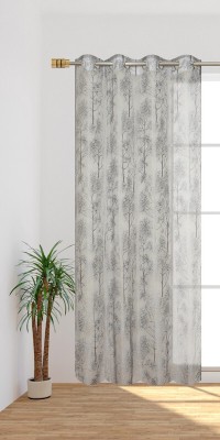 REHAAN 214 cm (7 ft) Polyester Semi Transparent Door Curtain Single Curtain(Self Design, Grey)