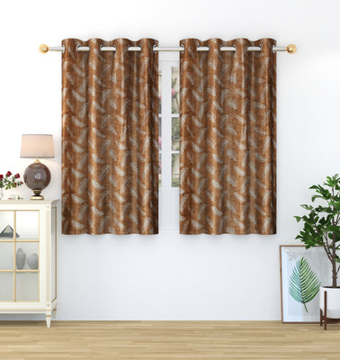 Homefab India 152.4 cm (5 ft) Window Polyester Semi Transparent Curtain (Pack Of 2)(Brown, Printed)
