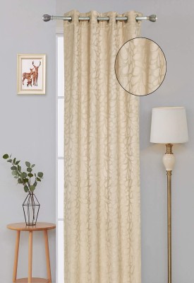 Elegance 274 cm (9 ft) Polycotton Semi Transparent Long Door Curtain Single Curtain(Floral, Light Brown)