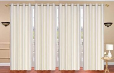 Radha Enterprises 152 cm (5 ft) Blends Room Darkening Window Curtain (Pack Of 4)(Solid, Cream)