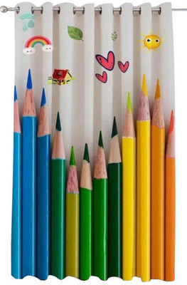 Dayal Creations 213 cm (7 ft) Door Polyester Semi Transparent Curtain Single Curtain(Yellow, Printed)