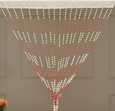 VOBLIN 213 cm (7 ft) Blends Semi Transparent Long Door Curtain Single Curtain(Solid, Red)
