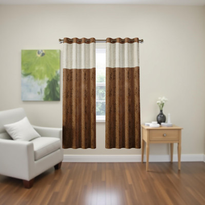 Home Stylish 152 cm (5 ft) Window Velvet Blackout Curtain (Pack Of 2)(Brown, Self Design)