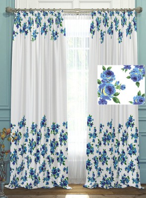 VSD 274 cm (9 ft) Polyester Room Darkening Long Door Curtain (Pack Of 2)(Floral, Blue)
