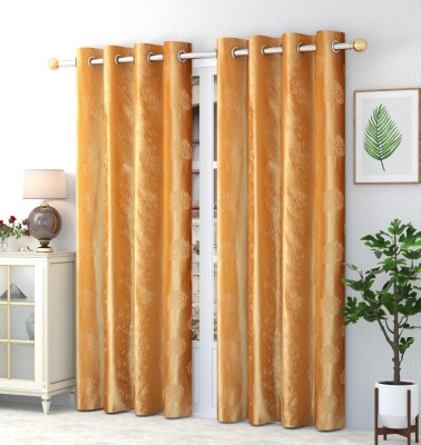 Impression Hut 274 cm (9 ft) Polyester Room Darkening Long Door Curtain (Pack Of 2)(Solid, Gold)