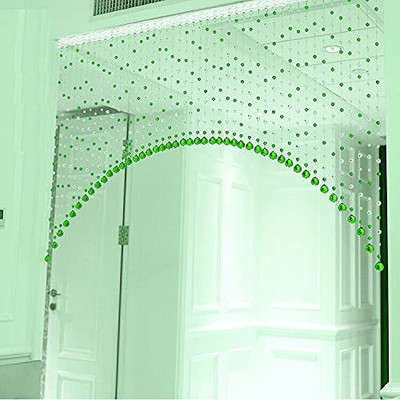 7Rock 91 cm (3 ft) PVC Transparent Door Curtain Single Curtain(Self Design, Green)