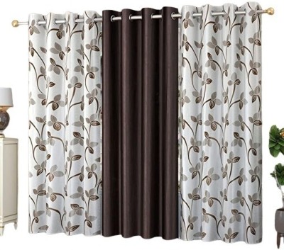 NAVSANG 152 cm (5 ft) Polyester Room Darkening Window Curtain (Pack Of 3)(Self Design, coffee)