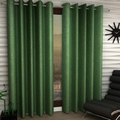 N2C Home 152 cm (5 ft) Polyester Semi Transparent Window Curtain (Pack Of 2)(Floral, Green)