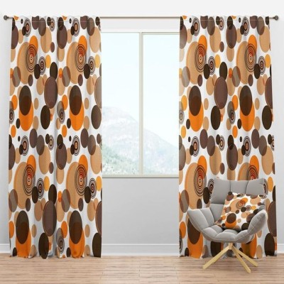 Ad Tex 274 cm (9 ft) Polyester Room Darkening Long Door Curtain (Pack Of 2)(Geometric, Orange)