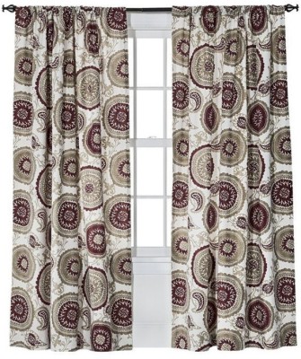 nobel fab 154 cm (5 ft) Polyester Room Darkening Window Curtain (Pack Of 2)(Geometric, Brown)