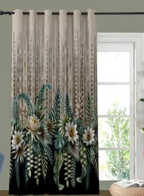 Shivay decor 274 cm (9 ft) Long Door Polyester Room Darkening Curtain Single Curtain(Green, Printed)