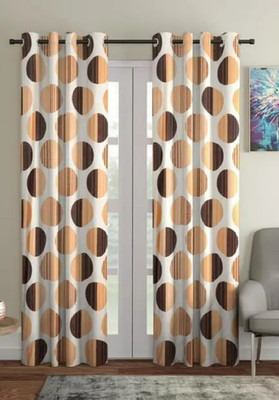 sai fashion 214 cm (7 ft) Door Polyester Room Darkening Curtain Single Curtain(Brown, Floral)