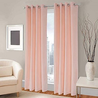Dashing Fabrics 243.84 cm (8 ft) Velvet Blackout Door Curtain (Pack Of 2)(Solid, Peach)