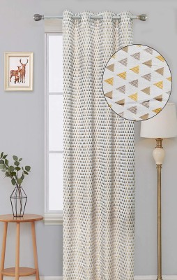 Elegance 152 cm (5 ft) Polyester Semi Transparent Window Curtain Single Curtain(Geometric, Golden & Brown)