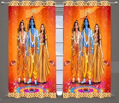 BLENZZA DECO 152 cm (5 ft) Polyester Semi Transparent Door Curtain (Pack Of 2)(Printed, Ram Ji (8))