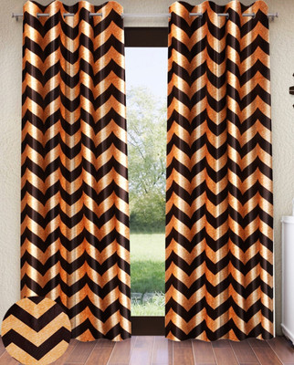 Home Sizzler 153 cm (5 ft) Window Polyester Semi Transparent Curtain (Pack Of 2)(Brown, Geometric)