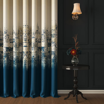 Story@home 275 cm (9 ft) Long Door Polyester Blackout Curtain Single Curtain(Beige,Blue, Printed)