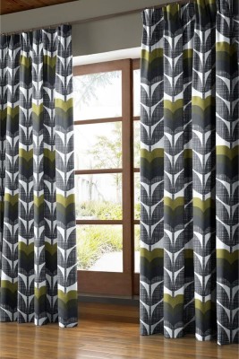 RD 154 cm (5 ft) Polyester Room Darkening Window Curtain (Pack Of 2)(Floral, Grey)