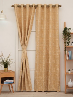 Ariana 215 cm (7 ft) Polyester Semi Transparent Window Curtain Single Curtain(Abstract, Gold)