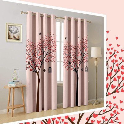 Khwaish Creation 213 cm (7 ft) Polyester Room Darkening Door Curtain (Pack Of 2)(Self Design, Baby Pink)