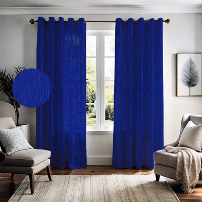 Kanodia Poly Fab 213 cm (7 ft) Polyester Room Darkening Door Curtain (Pack Of 2)(Plain, Royal Blue)