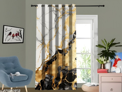 nobel fab 214 cm (7 ft) Door Polyester Room Darkening Curtain Single Curtain(Yellow, Floral)