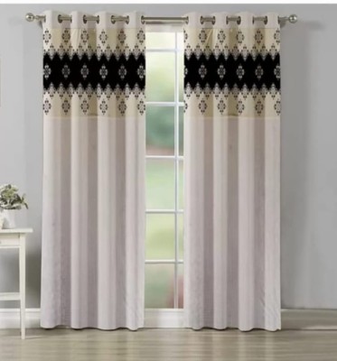 Lavish 213 cm (7 ft) Polyester Blackout Door Curtain (Pack Of 2)(Embroidered, Cream)