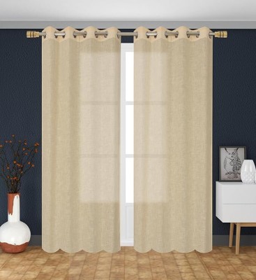 Ultica Fab 213.3 cm (7 ft) Cotton Semi Transparent Door Curtain (Pack Of 2)(Self Design, Cream)