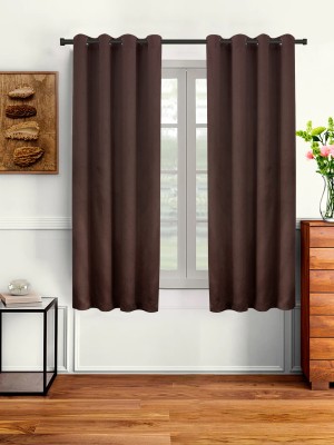 Easyhome 152 cm (5 ft) Polyester Blackout Window Curtain (Pack Of 2)(Solid, Coffee Brown)