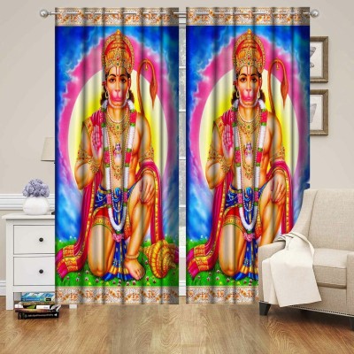 Bcp 152 cm (5 ft) Velvet Blackout Window Curtain (Pack Of 2)(Printed, Hanuman Ji)