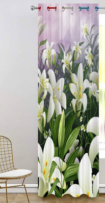 nobel fab 274 cm (9 ft) Long Door Polyester Room Darkening Curtain Single Curtain(Green, Floral)