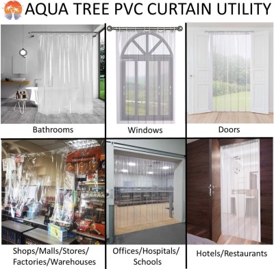 Aqua Tree 213.36 cm (7 ft) PVC Transparent Door Curtain Single Curtain(Plain, Transparent - 7x4 Ft. 0. 30 mm)