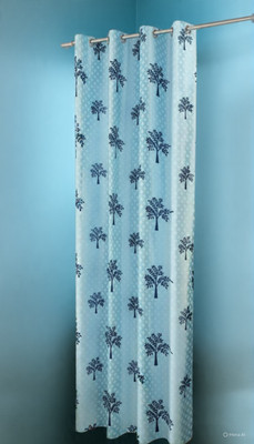 TWOLOVER 213 cm (7 ft) Long Door Cotton Blackout Curtain Single Curtain(Blue, Cartoon)