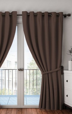 Home Sizzler 153 cm (5 ft) Polyester Blackout Window Curtain Single Curtain(Solid, Brown)