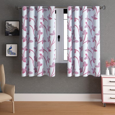 LA VERNE 153 cm (5 ft) Polyester Room Darkening Window Curtain (Pack Of 2)(Floral, Pink)