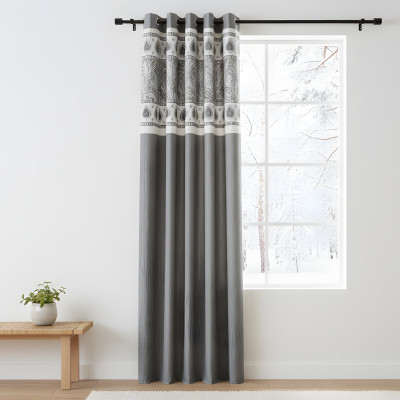 Mitrstore 213.36 cm (7 ft) Door Polyester Semi Transparent Curtain Single Curtain(Grey, Printed)