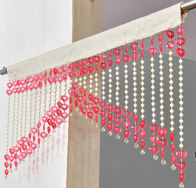 ARTC. 60 cm (2 ft) Window PVC Transparent Curtain Single Curtain(Pink, Striped)