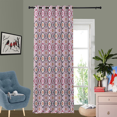 CURTAINRY 152.4 cm (5 ft) Window Polycotton Room Darkening Curtain Single Curtain(Yellow, Printed)