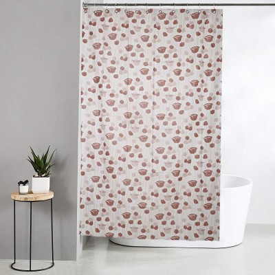 Casanest 244 cm (8 ft) Polyester Semi Transparent Shower Curtain Single Curtain(Floral, Brown)