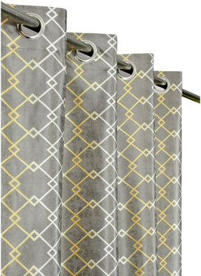 Urban Arts 152 cm (5 ft) Window Polyester Room Darkening Curtain (Pack Of 2)(Grey, Abstract)