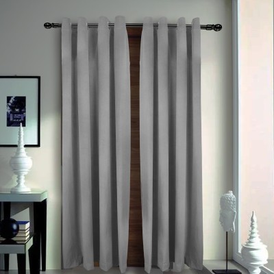 Dulhan Enterprises 213 cm (7 ft) Velvet Room Darkening Door Curtain (Pack Of 2)(Plain, FOSSIL GRAY)