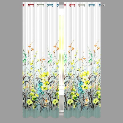 RD 154 cm (5 ft) Polyester Room Darkening Window Curtain (Pack Of 2)(Floral, Yellow)