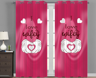 RD 274 cm (9 ft) Long Door Polyester Room Darkening Curtain Single Curtain(Pink, Floral)