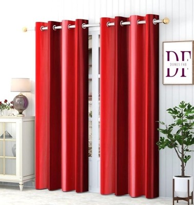 Domesfab 213 cm (7 ft) Polyester Room Darkening Door Curtain (Pack Of 2)(Plain, Red)
